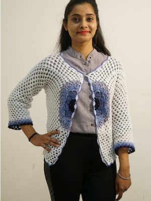 DR Handmade Blue White Pullover