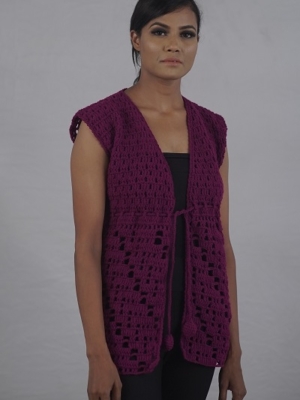 DR Handmade Purple Sleeveless Long Jacket