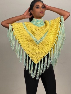 DR Handmade Yellow High Neck Ponchos