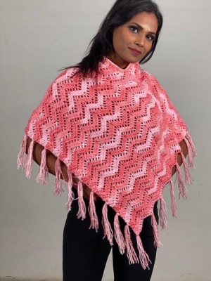 DR Handmade Pink High Neck Ponchos